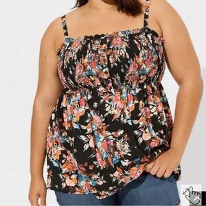 Torrid Babydoll Square Neck Tank Floral size 4 (26)
